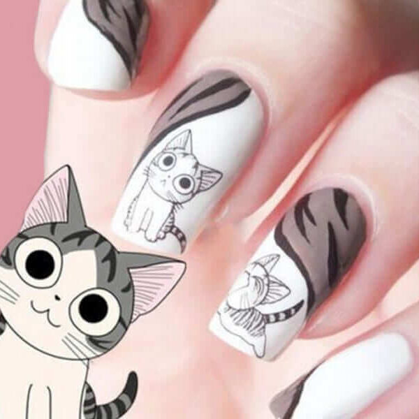 Fashlady 6Sheets 120pcs Cute Cat Designs Nail Art Stickers Water Transfer  Decals Nail Tips Toe Decor Tattoo : Amazon.in: Beauty