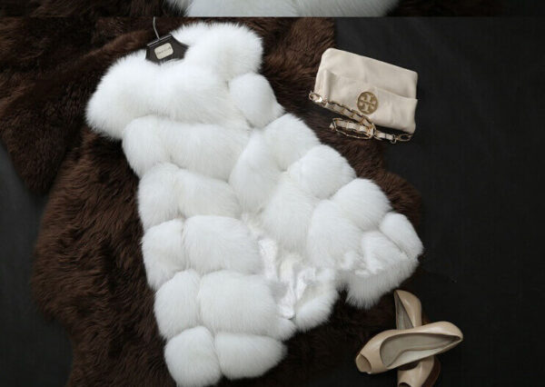 white fur vest