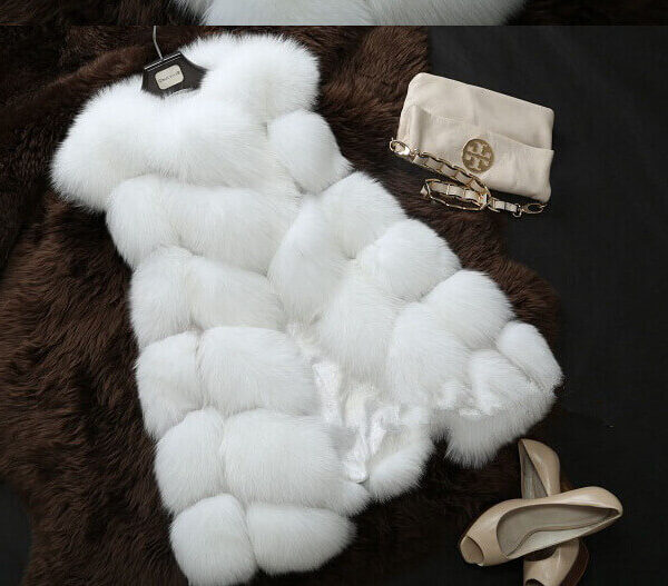 white fur vest