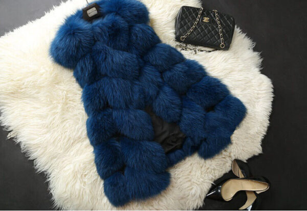 blue fur vest