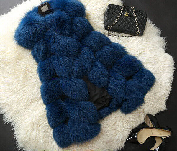 blue fur vest