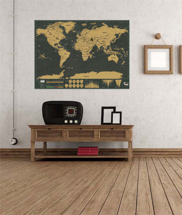 Luxury Edition Black Scrape World Map Deluxe Travel Scratch Mapa na Cruinne Mapa Siubhail Postair Scratch Off 3