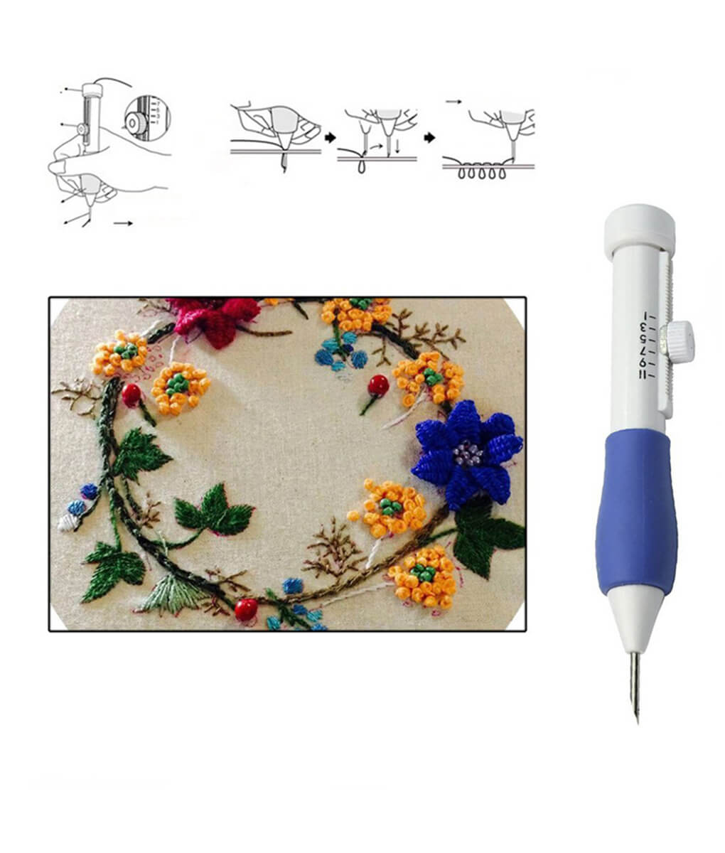 Embroidery Pen Needle SET Magic Flower Stitch Punch Tools DIY Craft Sewing F6Z1