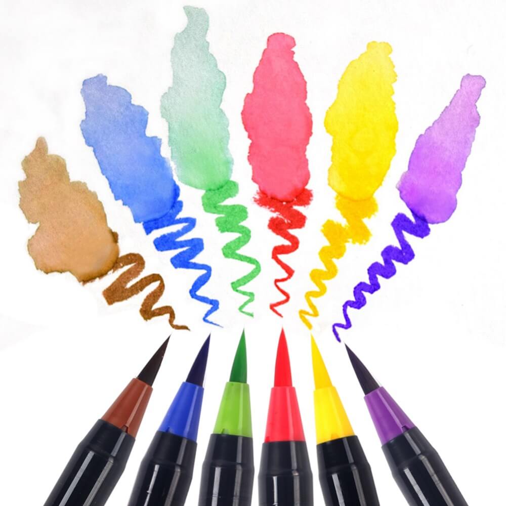 Coloring With Colored Pencils And Markers Watercolor Brush Pen Sets