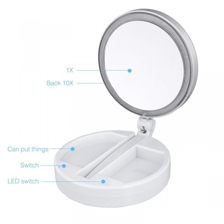 LED Lighted Folding Travel Mirror JOOPZY
