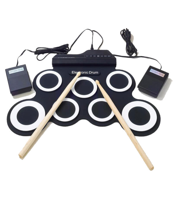 Profesional-7-Lampu-Portabel-Digital-USB-Roll-up-Foldable-Silicone-Electronic-Drum-Pad-Kit-With