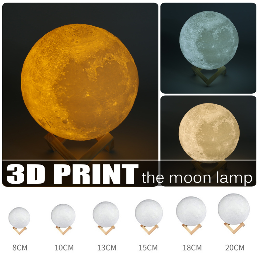 Aibecy 5.1 Inch Moon Lamp LED 3D Printed PLA Night Light  Stepless Dimmable D0R0 