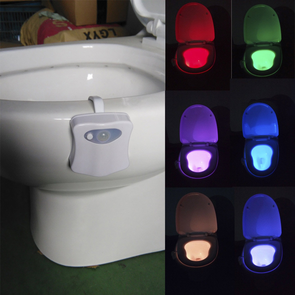 8-Color Motion Sensor LED Toilet Bowl Night Light, Bathroom