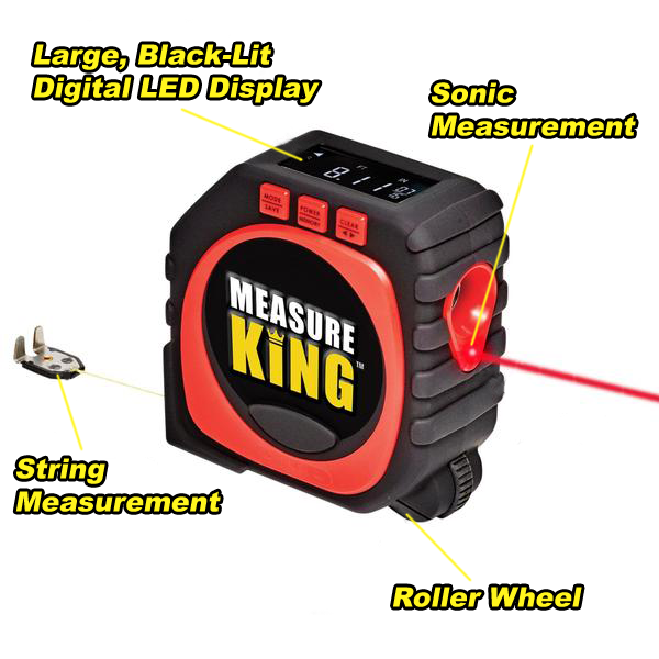 Measure King Tape Digital Laser 3 in 1 Measuring String Mode Sonic Roller for sale online 
