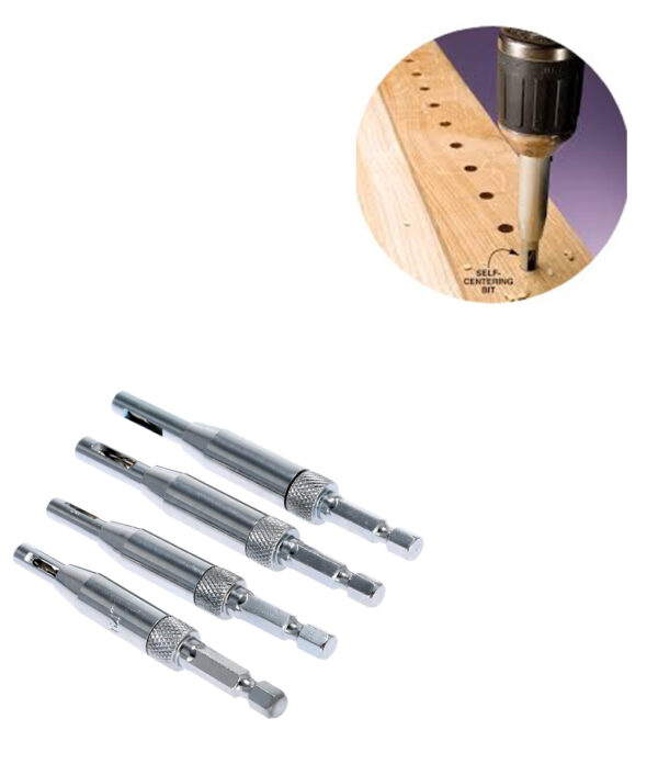 4stk-HSS-selvsentrer-Hengsle-Drill-Bits-Set-dør-skap Trebearbeiding-Punch-Hole-Hexagon-Driller-posisjonering