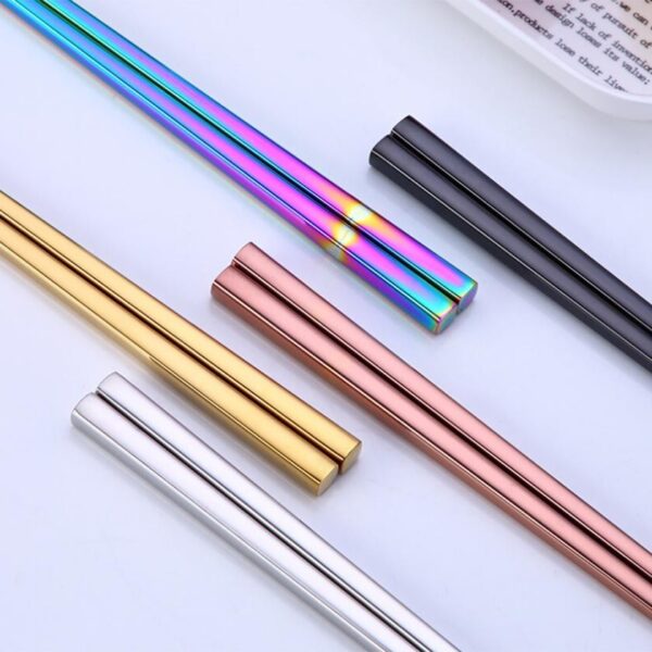 Chinese-Japanese-Korean-Chopsticks-1Pair-Stainless-Steel-Tableware-Colorful-Length-23cm-Chopsticks-Drop-Shipping