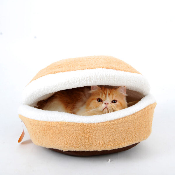 HOOPET-A-Pataki-Ṣeto-Ile ti o gbona-Cat-Bed-Hamburger-bed-with-Valuable-Cat-Toy-Jellyfish
