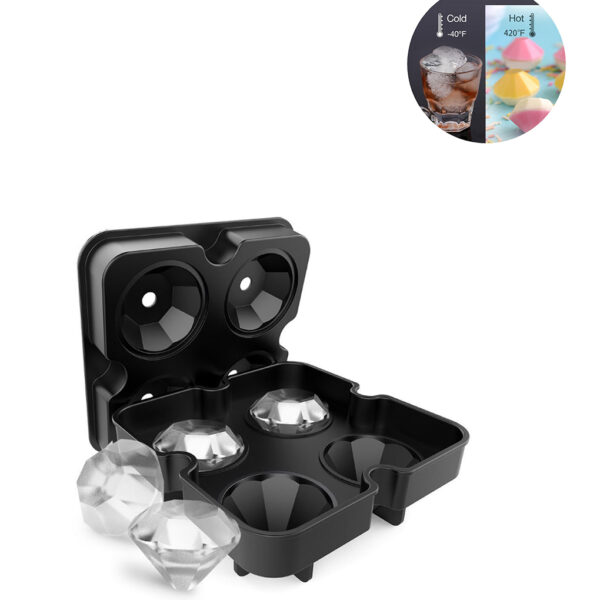 NEW-4-Cavity-Diamond-Shape-3D-Ice-Cube-Mold-Maker-Bar-Party-Silicone-Trays-Chocolate