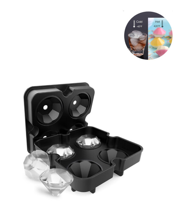 NEW-4-Cavity-Diamond-Shape-3D-Ice-Cube-Mould-Maker-Bar-Party-Silicone-Trays-Chocolate