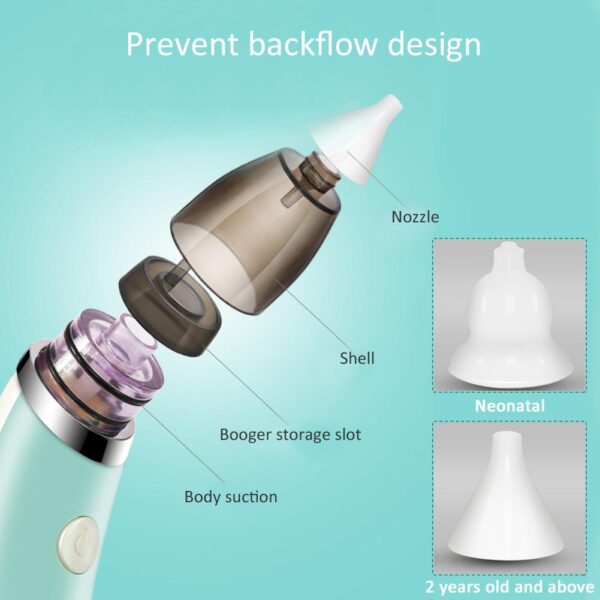 Baby Nasal Aspirator Electric Safe Hygienic Nose Cleaner With 2 Sizes Of Nose Tips And Oral 3