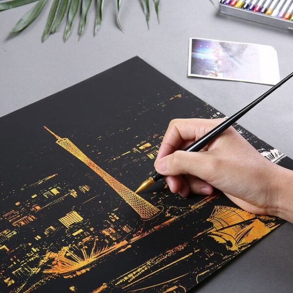 New City Theme DIY Drawing Picture Wall Painting Scratch Card City Golden Night View Paint Arts 1.jpg 640x640 1