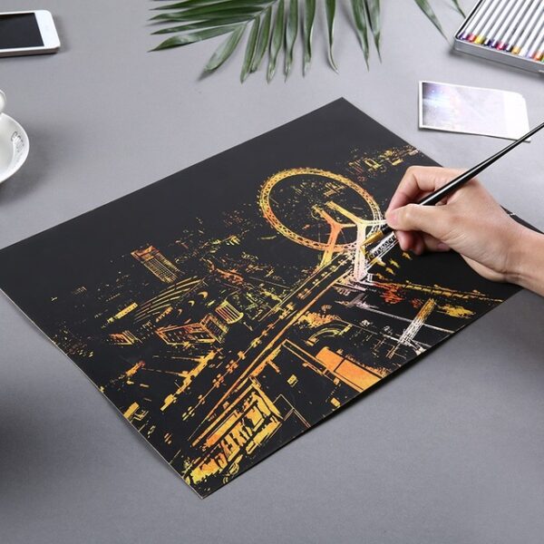 New City Theme DIY Drawing Picture Wall Painting Scratch Card City Golden Night View Paint Arts.jpg 640x640 3