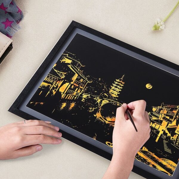 New City Theme DIY Drawing Picture Wall Painting Scratch Card City Golden Night View Paint Arts.jpg 640x640 5