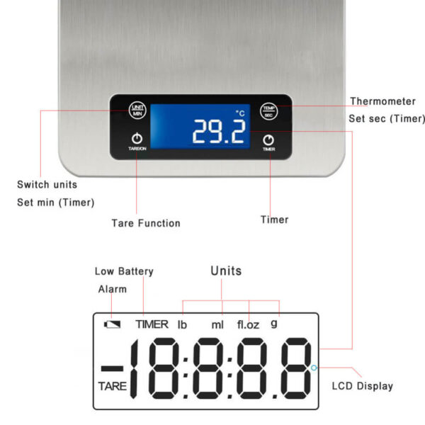 5kg 1g Home Hanging Stainless Steel Kitchen Scale Smart High precision Electronic Scale Multi functional Food 2