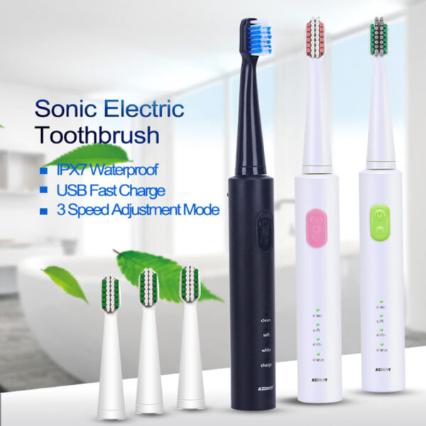 AZDENT New AZ 1 Pro Sonic Electric Toothbrush Rechargeable USB Charge 4 Pcs Replaceable Heads Timer