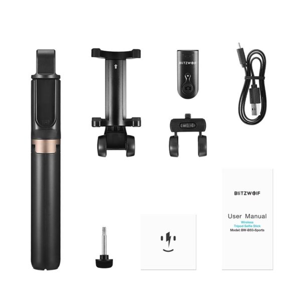 BlitzWolf 4 sa 1 Camera Tripod Bluetooth Selfie Stick Wireless Monopod Para sa Sports Camera Alang sa iPhone 1