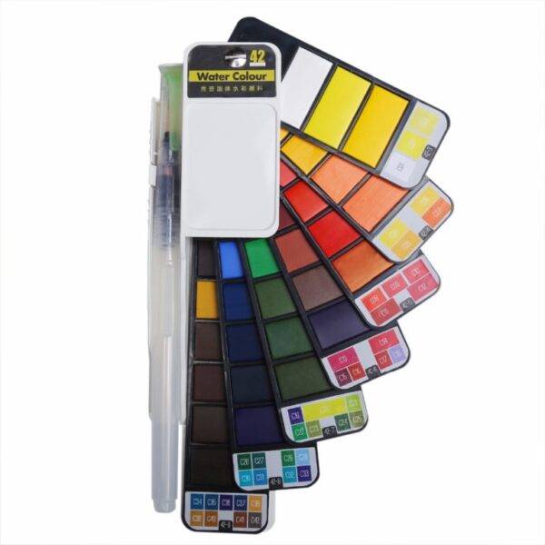 MEEDEN18 25 33Colors Whirl Solid Watercolor Paint Set with Water Brush တောက်ပသောအရောင် အိတ်ဆောင်ရေဆေးရောင်စုံ 1