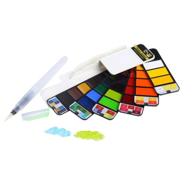 MEEDEN18 25 33Colors Whirl Solid Watercolor Xim ຕິດຕັ້ງດ້ວຍແປງສີນ້ ຳ ສີສົດໃສສີເມັດສີນໍ້າສີ 3.jpg 640x640 3