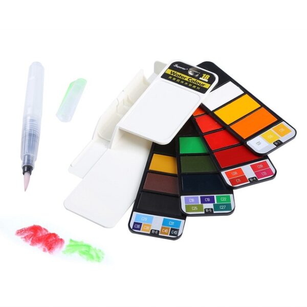 MEEDEN18 25 33Colors Whirl Solid Watercolor Paint Set With Water Brush ពណ៌ភ្លឺចល័ត ពណ៌ទឹក