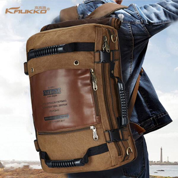 Mochila de lona para hombre, mochila de viaje enorme, bolsas versátiles funcionales, bolsa de viaje multifuncional, mochilas de viaje Kaukko 5