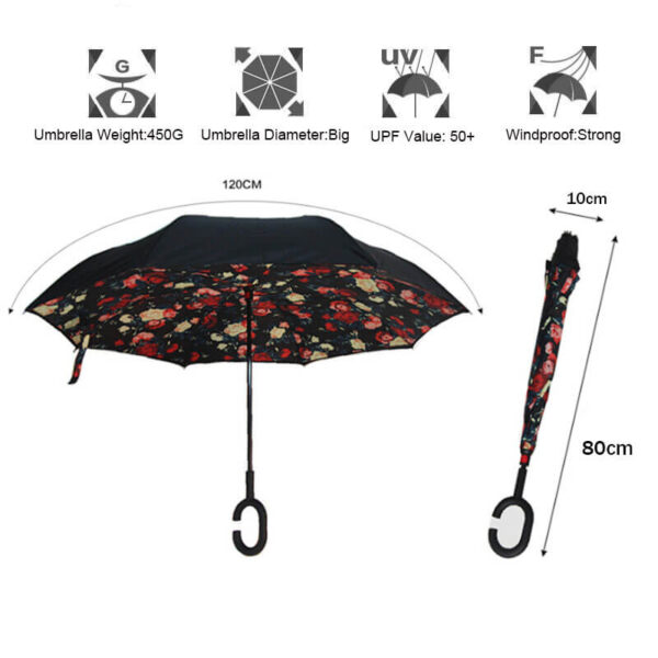 Yesello Folding Reverse Umbrella Double Layer Inverted Windproof Rain Car Umbrellas For Women 1