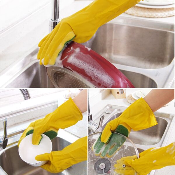 1 Pair Creative Home Washing Cleaning Gloves Garden Kitchen Dish Sponge Fingers Rubber Household Cleaning Gloves 2