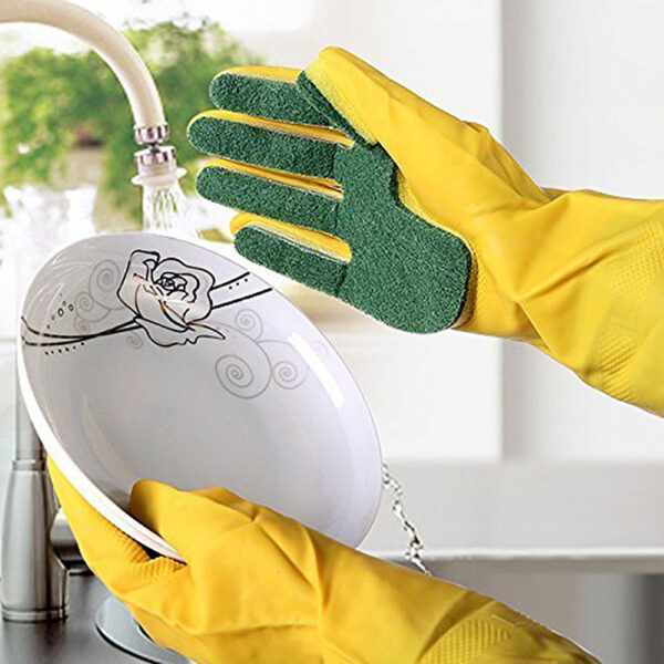 1 Pair Creative Home Washing Cleaning Gloves Garden Kitchen Dish Sponge Fingers Rubber Household Cleaning Gloves 5