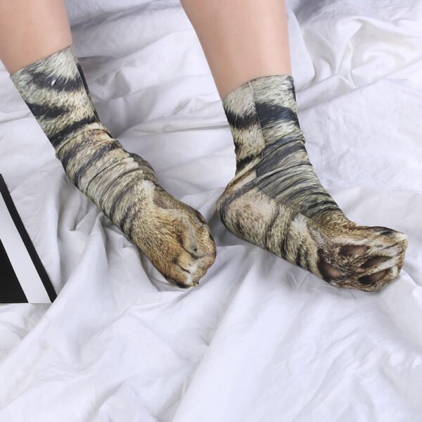 1Pair 3D print socks men women Harajuku female sock Novel Style Unisex hosiery cute animal Paw