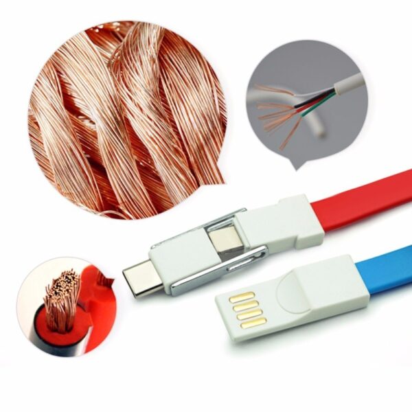 3 in 1 พวงกุญแจ USB สายชาร์จแม่เหล็ก Sync Data Cable สำหรับ iPhone Android Type 5