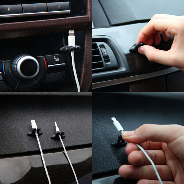 8Pcs set Adhesive Cable Winder Car Interior Cable Clip Earphone Cable Organizer Wire Storage Holder Clip 1