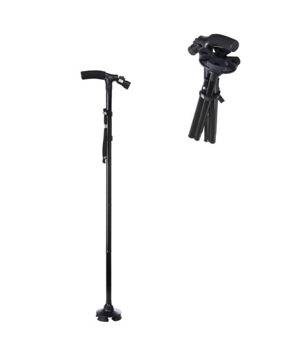 Aluminum LED Light Walking Stick para sa tigulang nga T gunitanan Folding Telescopic Trekking Poles Outdoor Hiking Poles 1 1