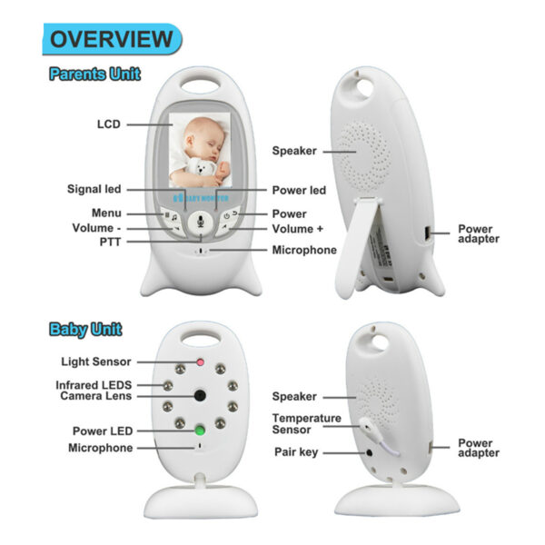 Baby Sleeping Monitor Color Video Wireless with camera baba electronic Security 2 Talk Nigh Vision IR 5