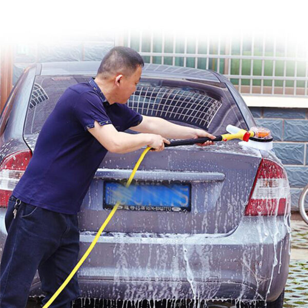 Interruptor de lavado de coches, cepillo de espuma de fluxo de auga, lavadora de coches portátil, cepillo de lavado automático, cepillo giratorio profesional 5