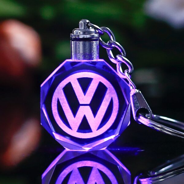 Customized Car Logo Keychain Laser Engraved Crystal Keyring Styling Keychain with Colorful LED Light Souvenir Gift 7