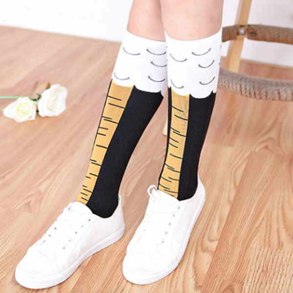 Fashion Women Print Chicken Foot Claw Socks Leg High Knee Length Stockings FS99 2