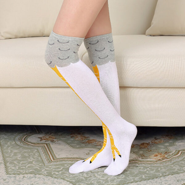Fashion Women Print Chicken Foot Claw Socks Leg High Knee Length Stockings FS99 3