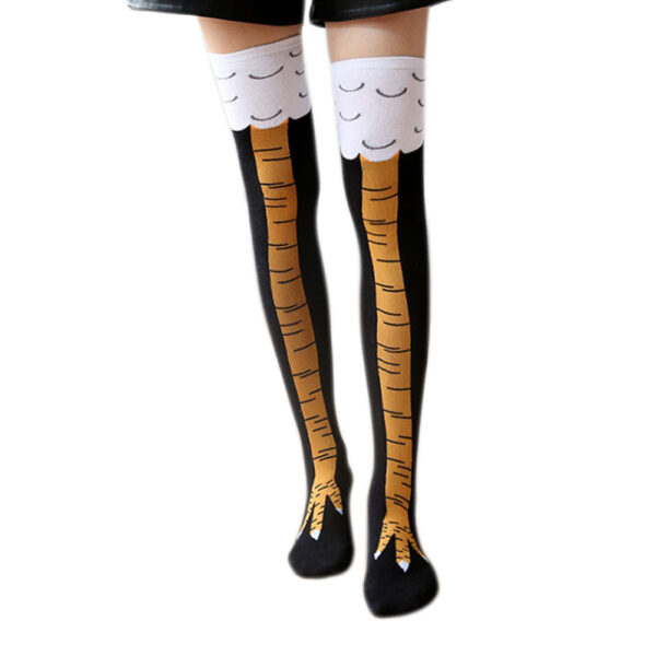 Fashion Women Print Chicken Foot Claw Socks Leg High Knee Length Stockings FS99 4