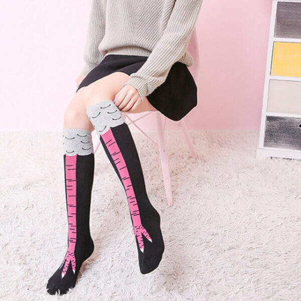 Fashion Women Print Chicken Foot Claw Socks Leg High Knee Length Stockings FS99 5