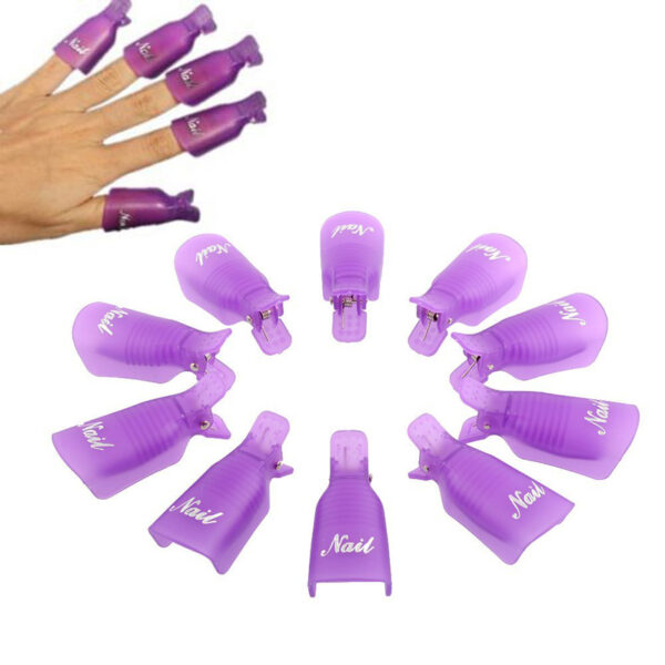 GUJHUI 10PCS Plastic Nail Art Soak Off Cap Clip UV Gel Polish Remover Wrap Tool Nail 1