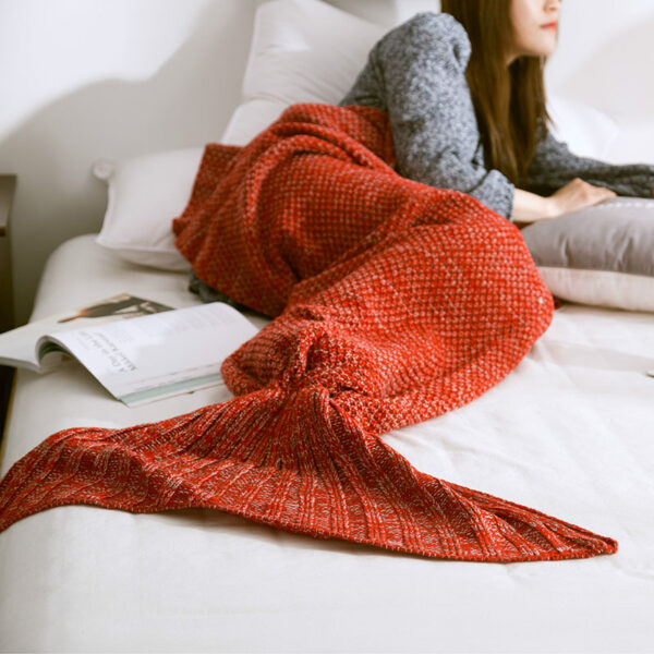Hot Mermaid Blanket Handmade Knitted Sleeping Wrap TV Sofa Mermaid Tail Blanket Kids Adult Baby crocheted 1