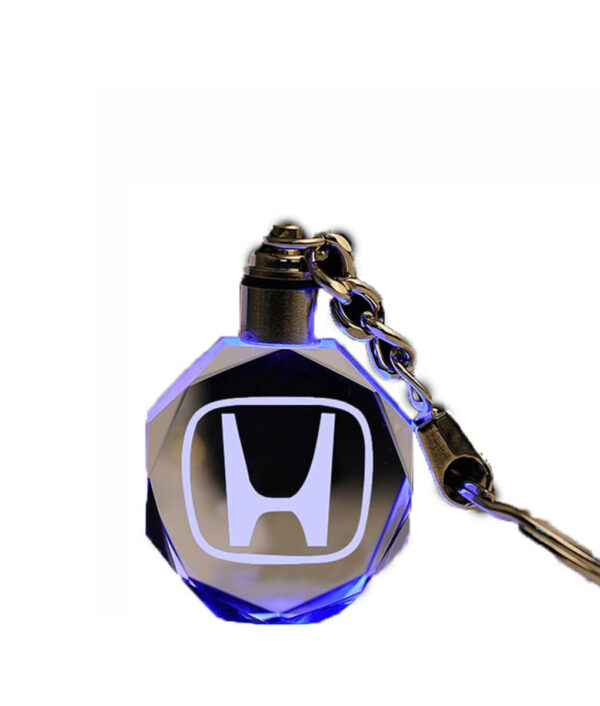 JQJ Laser Engraved Crystal Car Logo Keychain LED Light Wall Hanging Rings Souvenir Gift Styling Chaveiros 1 1 1