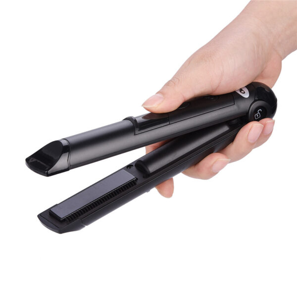 Mini Wireless USB Rechargeable Hair Straightener Curler 3D floating Double Heating Plate 2 in 1 Hair 3