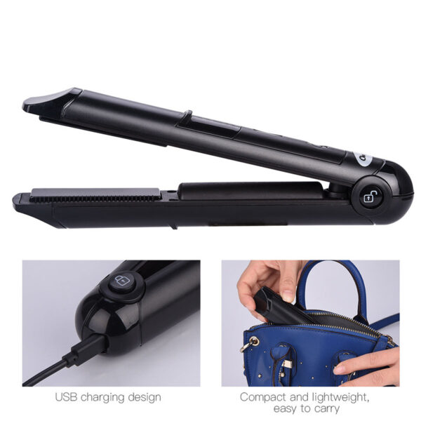 I-Mini Wireless USB Rechargeable Hair Straightener Curler 3D edadayo ipleyiti yokufudumeza kabini yesi-2 kwiNwele e-1 4