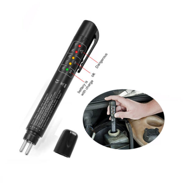 OBD2 Diagnostic tool Liquid testing Brake Fluid Tester pen 5 LED indicator display for DOT3 DOT4