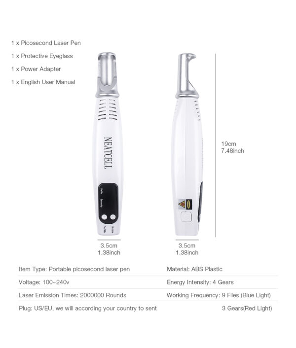 Φορητό Mini Red Blue Light Laser Picosecond Pen Μαύρο Τατουάζ Αφαίρεση Ακμή Ουλή Mole Φακίδα Σκούρο 4 1